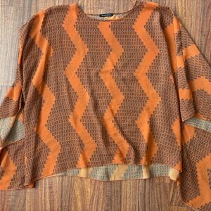 Manaola Orange and Brown Women's Blouse